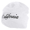 California Letter Embroidered Big Size Reversible Micro Fleece Cap - White OSFM