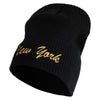US Eastern State New York Embroidered Big Size Cotton Short Beanie - Black OSFM