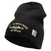 Licensed Made in USA US Submarine Veteran Symbol Embroidered 8 Inch Solid Knit Short Beanie - Black OSFM