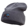 Realistic Bee Embroidered Big Size Cuff Long Beanie - Charcoal XL-3XL