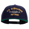 Licensed US Submarine Retired Embroidered Wool Blend Prostyle Snapback Cap - Navy OSFM