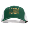 Licensed US Navy Retired Flag Embroidered Contrast Trucker Cap - Evergreen-White OSFM