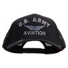 Licensed US Army Aviation Embroidered Solid Cotton Twill Mesh Prostyle Cap - Black OSFM