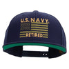 Licensed US Navy Retired Flag Embroidered Wool Blend Prostyle Snapback Cap - Navy OSFM