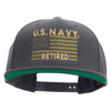 Licensed US Navy Retired Flag Embroidered Wool Blend Prostyle Snapback Cap - Dk-Grey OSFM