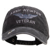 Licensed Army Aviator Veteran Embroidered Washed Solid Pigment Dyed Cotton Twill Brass Buckle Cap - Black OSFM