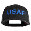 USAF Blue Letter Embroidered Solid Cotton Mesh Cap - Black OSFM