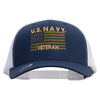 Licensed US Navy Veteran Flag Embroidered Contrast Trucker Cap - Navy-White OSFM