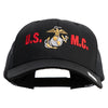 USMC Design Embroidered 6 Panel Structured Cotton Twill Mesh Cap Made in USA - Black OSFM