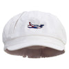 Light Airplane Embroidered Cotton Elastic Big Size Newsboy Cap - White XL-2XL