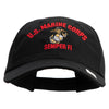 US Marine Corps Semper Fi Embroidered 6 Panel Unstructured Cotton Twill Cap Made in USA - Black OSFM