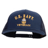 Licensed Navy USN Veteran Embroidered 5 Panel Mesh Trucker Snapback Cap - Navy OSFM