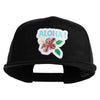 Hawaii State Flower with Aloha Iron on Patched Flexfit Snapback Style Cap - Black OSFM