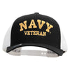Licensed Navy Veteran Letters Embroidered Flexfit 2 Tone Mesh Cap - Black-White OSFM