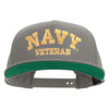 Licensed Navy Veteran Letters Embroidered 5 Panel Flat Bill Twill Snapback Solid Cap - Dk-Grey OSFM