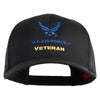 US Air Force Veteran with Wing Embroidered Cotton Mesh Cap - Black OSFM
