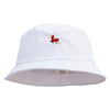 Ladybug Embroidered Big Size Cotton Blend Twill Bucket Hat - White XL-2XL