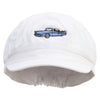 Turquoise Retro Car Embroidered Cotton Elastic Big Size Newsboy Cap - White XL-2XL