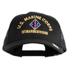 U.S. Marine Corps 1st Marine Division Embroidered 6 Panel Structured Cotton Twill Mesh Cap Made in USA - Black OSFM