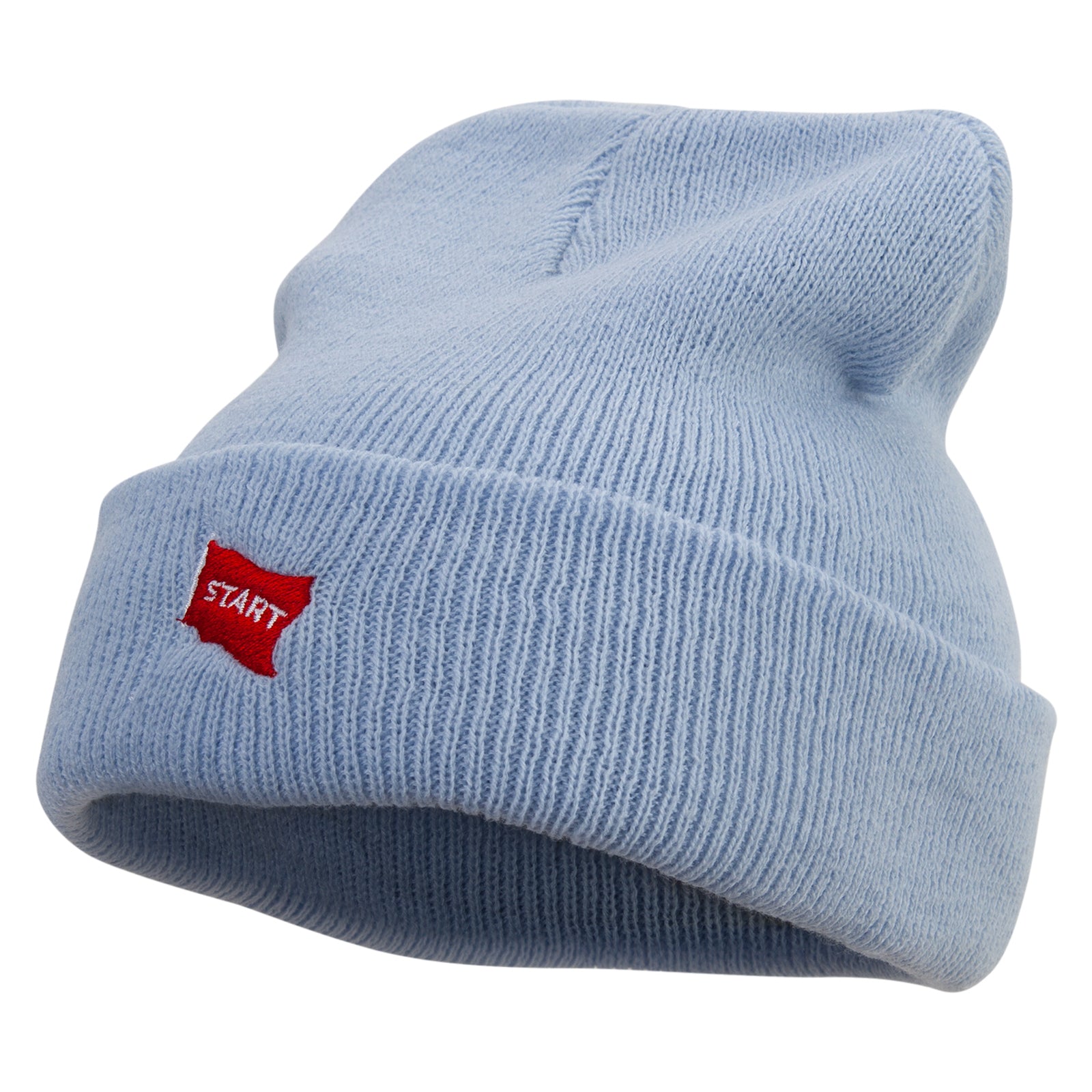 Red Start Flag Embroidered Super Stretch Knit Watch Cap Beanie | Symbol Designed IC301CP-COLUMBIA-BLUE-OSFM