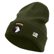 Licensed 101st Airborne Division Embroidered 12 Inch Long Knitted Beanie - Olive OSFM