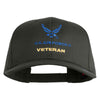 US Air Force Veteran with Wing Embroidered Solid Cotton Cap - Charcoal OSFM