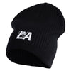 Palm Tree LA Embroidered Big Stripe Ribbed Cotton Beanie - Black XL-3XL