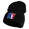 Liberty New York City Embroidered 8 Inch Solid Knit Short Beanie Made in USA - Black OSFM