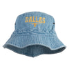 Longhorn Dallas Texas Embroidered Pigment Dyed Bucket Hat - Light-Denim OSFM