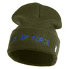 US Air Force Blue Letter Logo Embroidered 12 Inch Knit Long Beanie - Olive OSFM