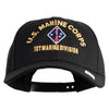 U.S. Marine Corps 1st Marine Division Embroidered 6 Panel Structured Cotton Twill Cap Made in USA - Black OSFM
