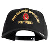 2nd Marine Division Retired Embroidered 6 Panel Structured Cotton Twill Cap Made in USA - Black OSFM