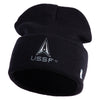 USSF with Delta Logo Embroidered 12 Inch Cuff Long Beanie - Black OSFM