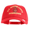 U.S. Marine Corps 2nd Marine Division Embroidered 6 Panel Structured Cotton Twill Cap Made in USA - Red OSFM