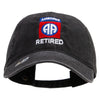 Licensed 82nd Airborne Retired Embroidered Washed Solid Pigment Dyed Cotton Twill Brass Buckle Cap - Black OSFM
