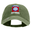 Licensed 82nd Airborne Retired Embroidered Washed Solid Pigment Dyed Cotton Twill Brass Buckle Cap - Olive OSFM