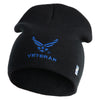 US Air Force Wing with Veteran Symbol Embroidered 8" Short Beanie - Black OSFM