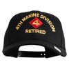 4th Marine Division Retired Embroidered 6 Panel Structured Cotton Twill Cap Made in USA - Black OSFM