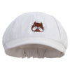 Bulldog Logo Embroidered Cotton Elastic Big Size Newsboy Cap - White XL-2XL