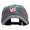 Hawaii Flower Aloha Embroidered Big Size Washed Pigment Dyed Cap - Black XL-3XL