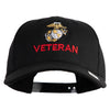 Marine Veteran Embroidered 6 Panel Structured Cotton Twill Cap Made in USA - Black OSFM