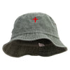 Red Christian Flag Embroidered Big Size Washed Hat - Olive XL-2XL
