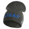 USAF Blue Letter Symbol Embroidered 8" Short Beanie - Charcoal OSFM