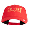 United States Marines Semper Fi Embroidered 6 Panel Structured Cotton Twill Cap Made in USA - Red OSFM