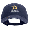 Licensed Star US Army Embroidered Washed Solid Pigment Dyed Cotton Twill Brass Buckle Cap - Navy OSFM