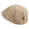 Bear With Pine Tree Embroidered Big Size Men's Linen Ivy Cap - Khaki XL-2XL