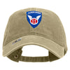 Licensed 11th Airborne Division Embroidered Washed Solid Pigment Dyed Cotton Twill Brass Buckle Cap - Khaki OSFM