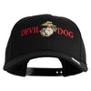 Devil Dog Embroidered 6 Panel Structured Cotton Twill Cap Made in USA - Black OSFM