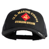 U.S. Marine Corps 4th Marine Division Embroidered 6 Panel Structured Cotton Twill Mesh Cap Made in USA - Black OSFM
