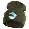 Lake Tahoe Badge Embroidered 12" Long Knitted Beanie - Olive OSFM